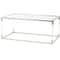 46" Silver Metal Minimalistic Open Framed Living Room Coffee Table with Clear Glass Top & Acrylic Legs